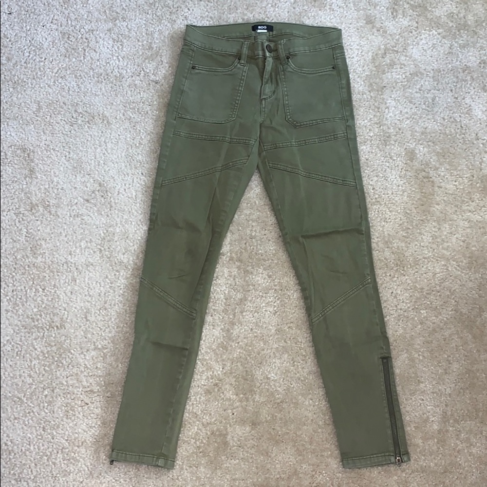 Green Skinny Jeans With Bottom Zipper